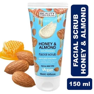 Beauty Formulas Exfoliate and Nourishing Facial Scrub for All Skin Types with Honey and Almond